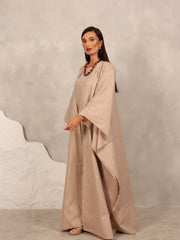 LINEN KAFTAN & INNER DRESS SET - BEIGE