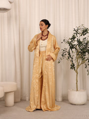 SILK LONG ABAYA & PANTS SET - GOLD