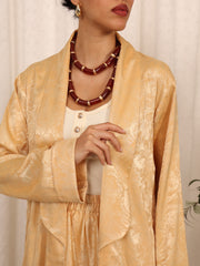 SILK LONG ABAYA & PANTS SET - GOLD