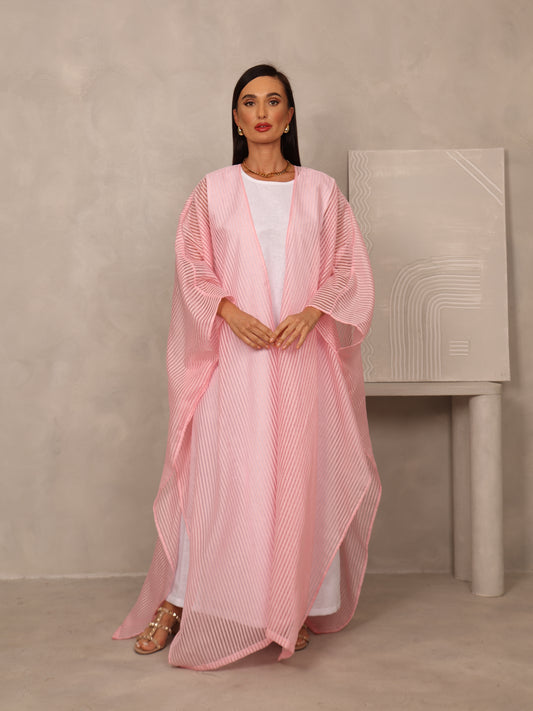 LIGHT SEETHROUGH ABAYA - BUBBLE PINK