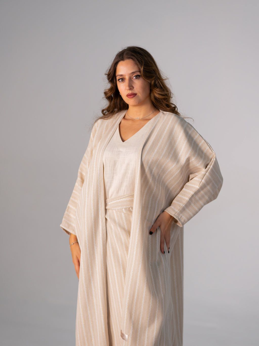 BYSARAD | THE RHEA 3-PIECE ABAYA SET - CREME