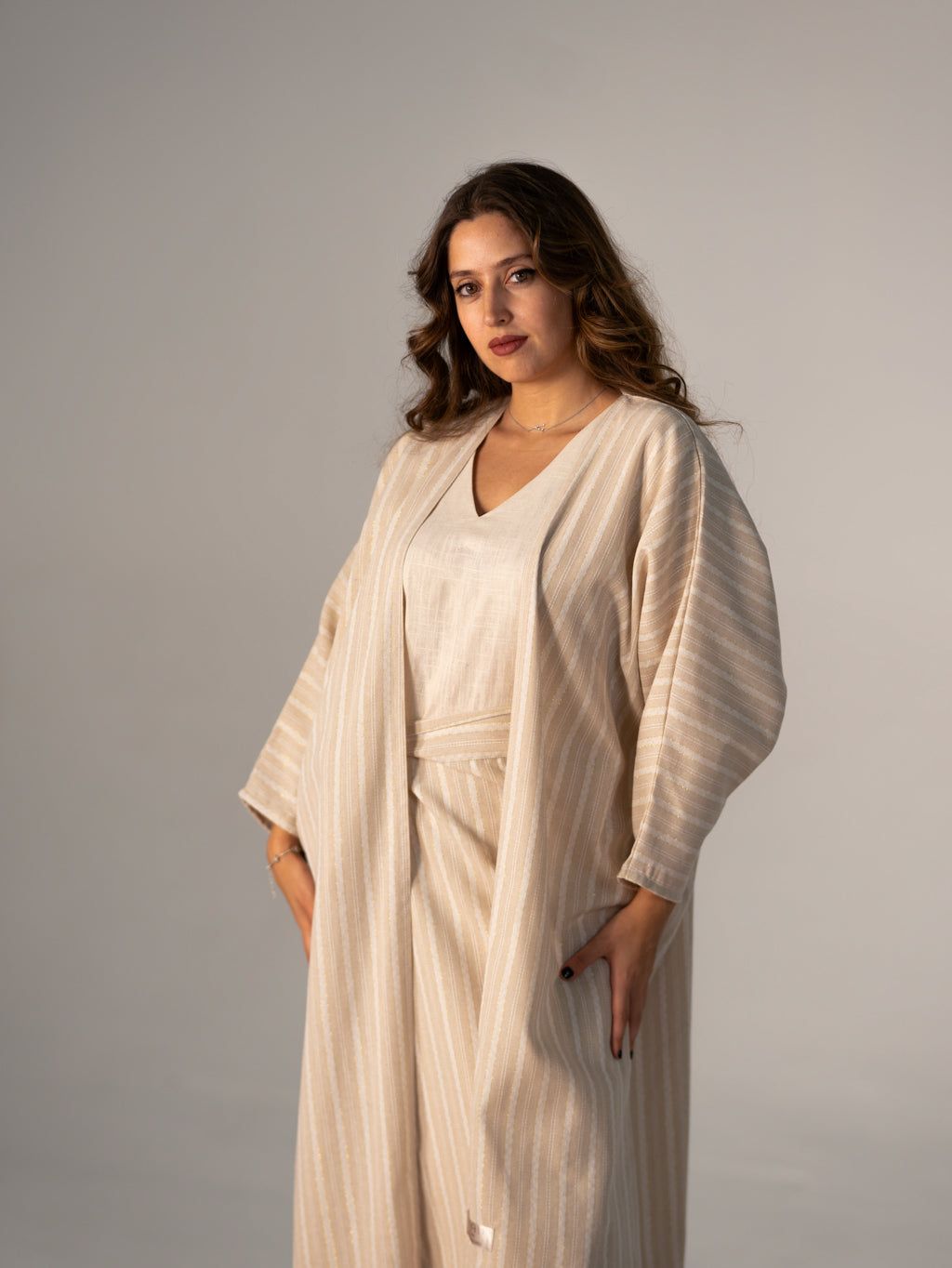 BYSARAD | THE RHEA 3-PIECE ABAYA SET - CREME