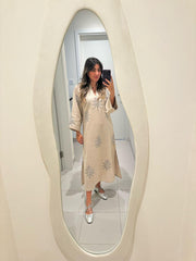 EMBROIDERED KAFTAN DRESS - SILVER
