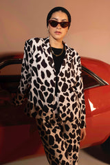 BYSARAD | DALMATIAN FAUX SUEDE PANTS & BLAZER SET