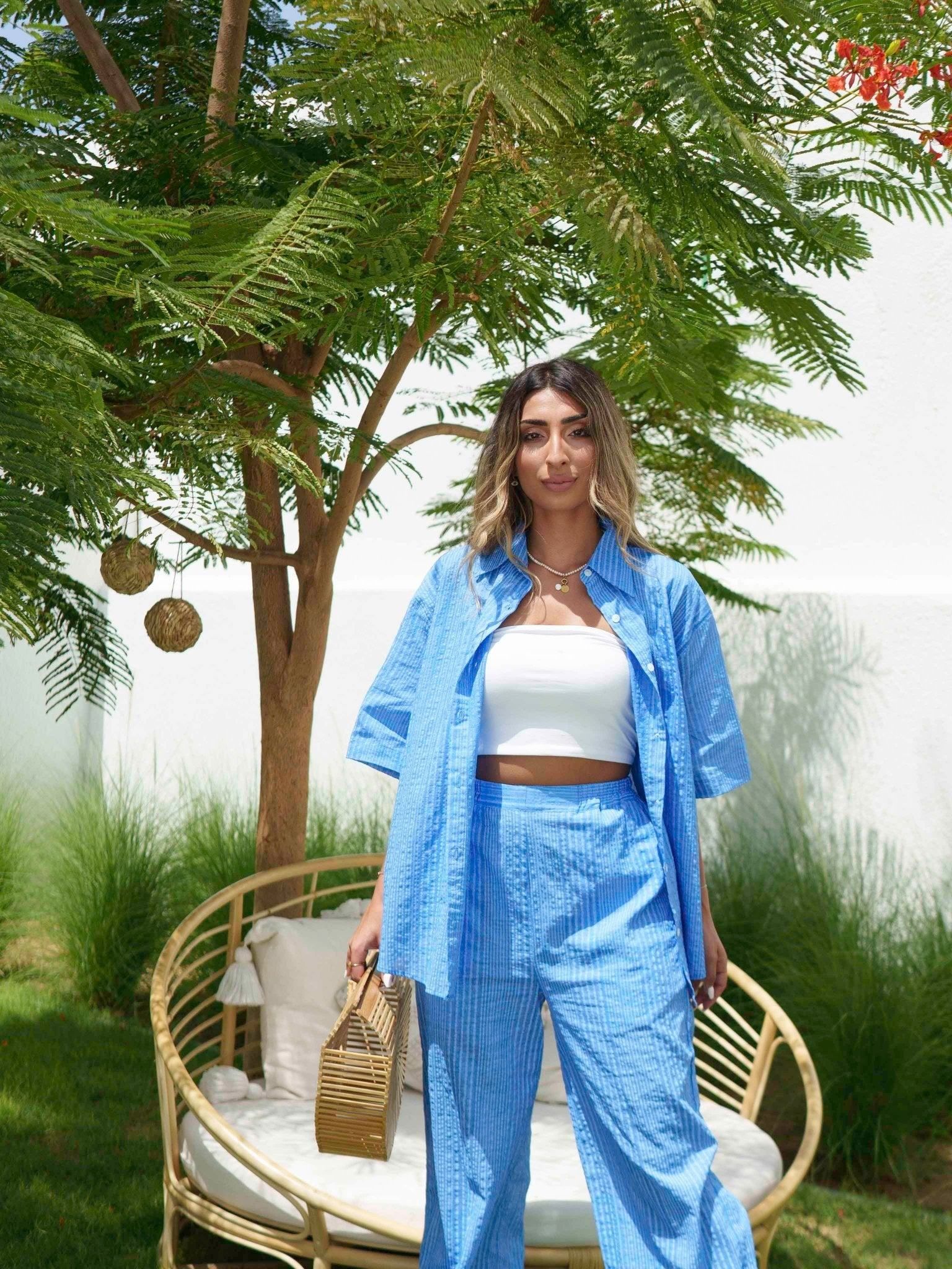 BYSARAD | DENEN PANTS & SHIRT CO-ORD - BLUE