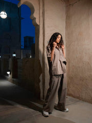 BYSARAD | DUBAI PANTS & SHIRT CO-ORD - TAUPE