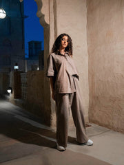 BYSARAD | DUBAI PANTS & SHIRT CO-ORD - TAUPE