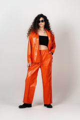 BYSARAD | FAUX LEATHER JACKET - ORANGE
