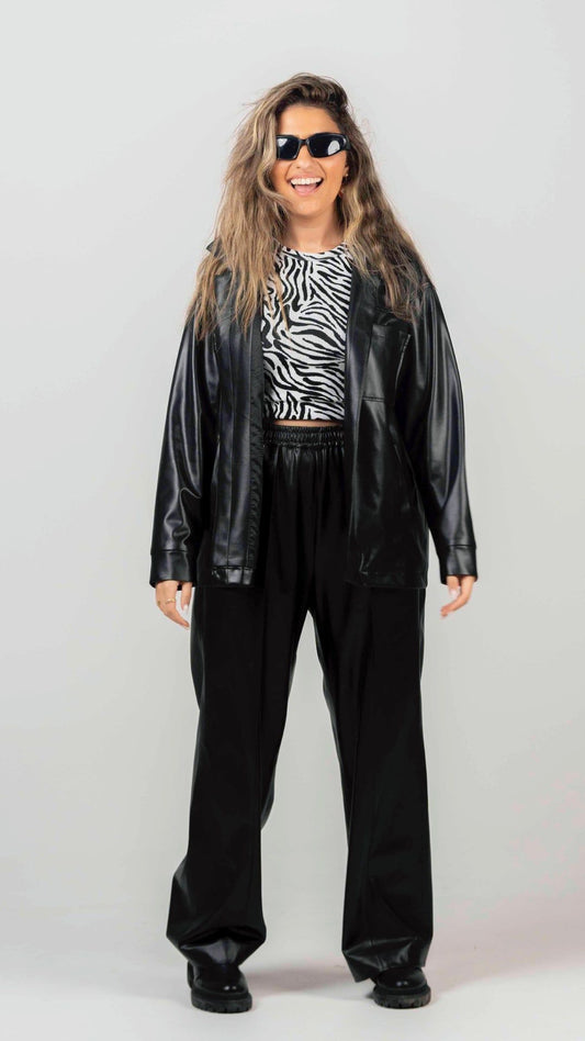 BYSARAD | FAUX LEATHER PANTS - BLACK