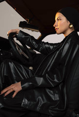 BYSARAD | FAUX LEATHER PANTS - BLACK