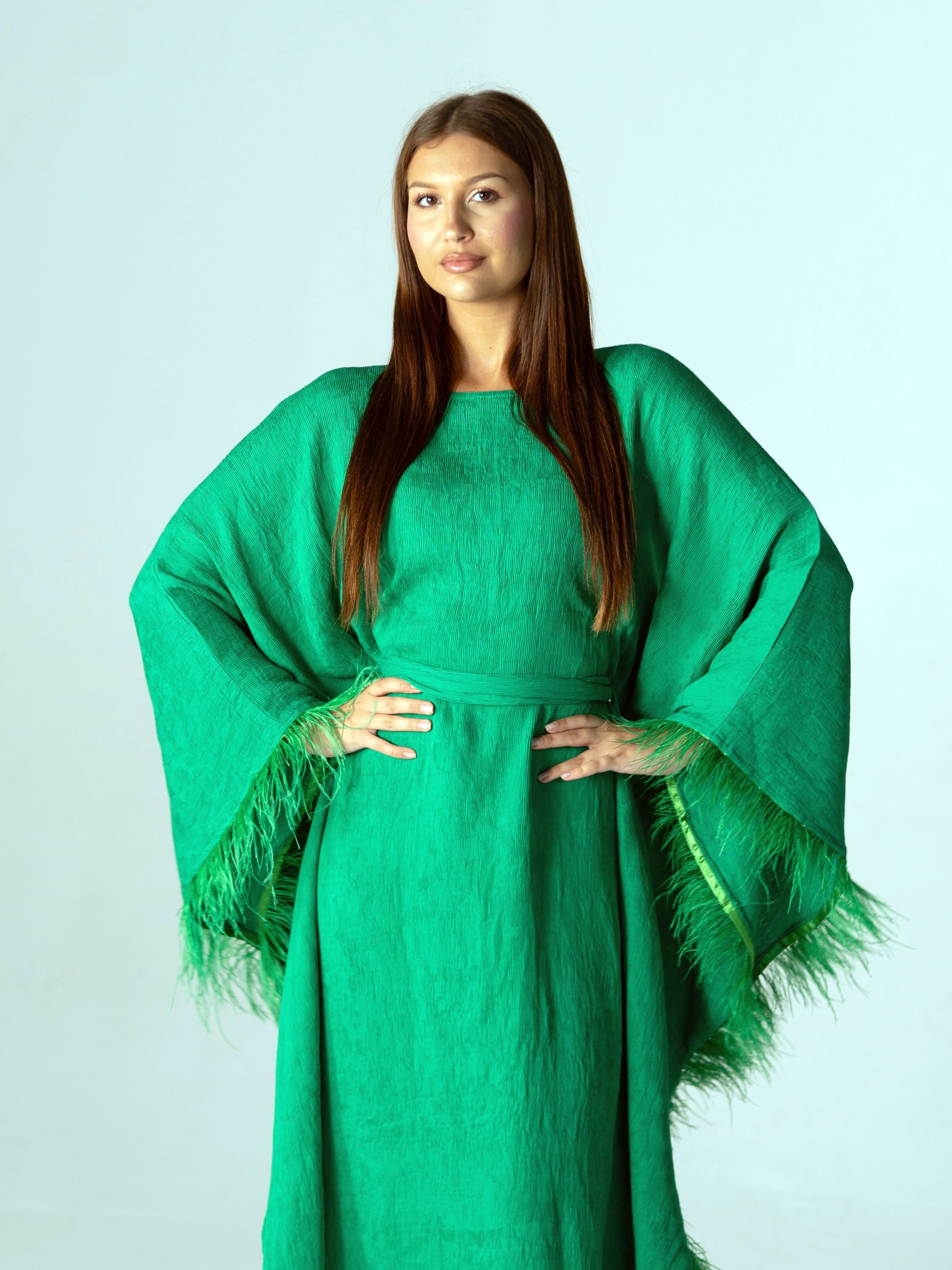 BYSARAD | GALA BUTTERFLY DRESS - EMERALD GREEN