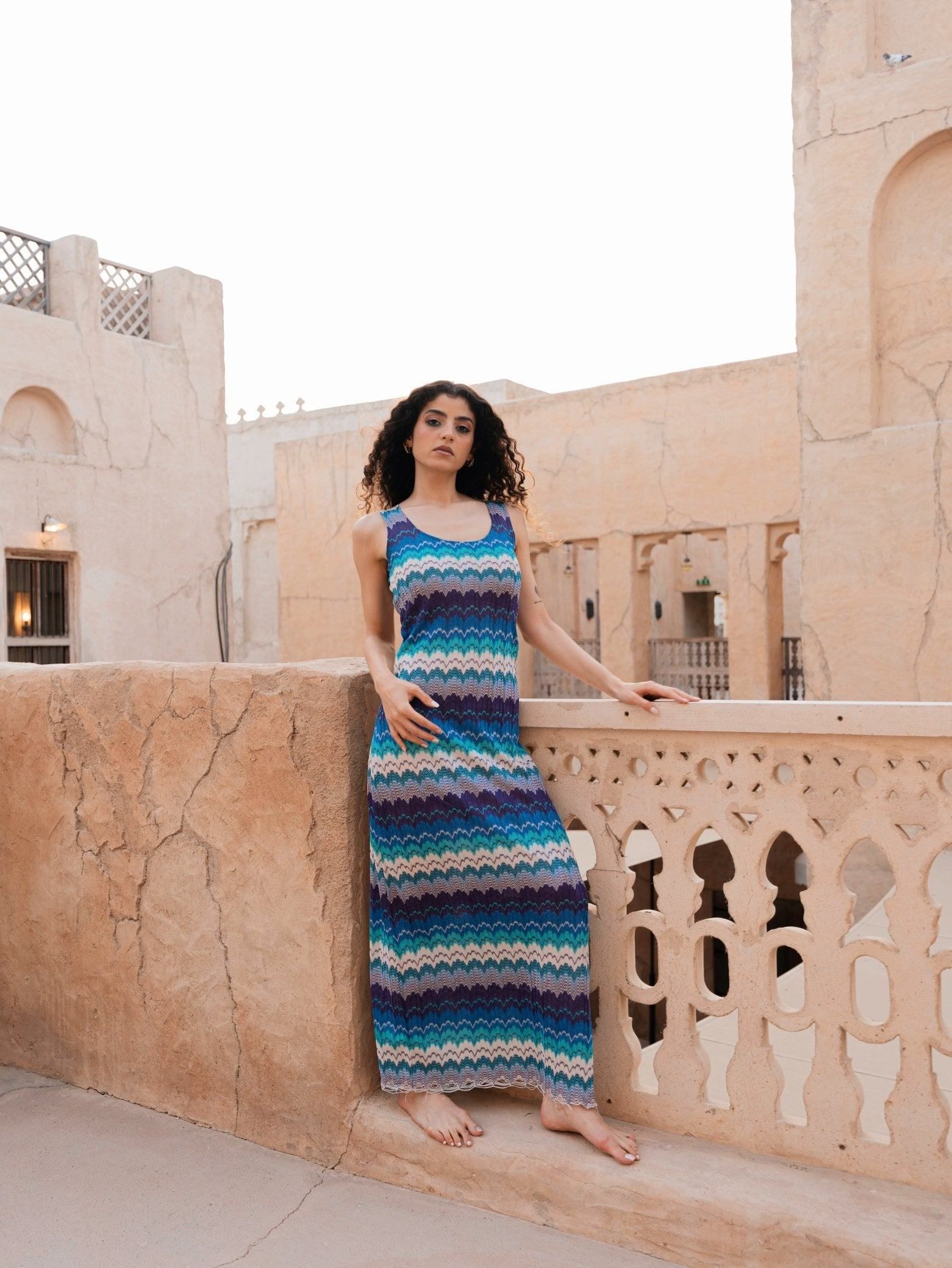 BYSARAD | ICONICA STRAIGHT HEM MAXI DRESS - WATER