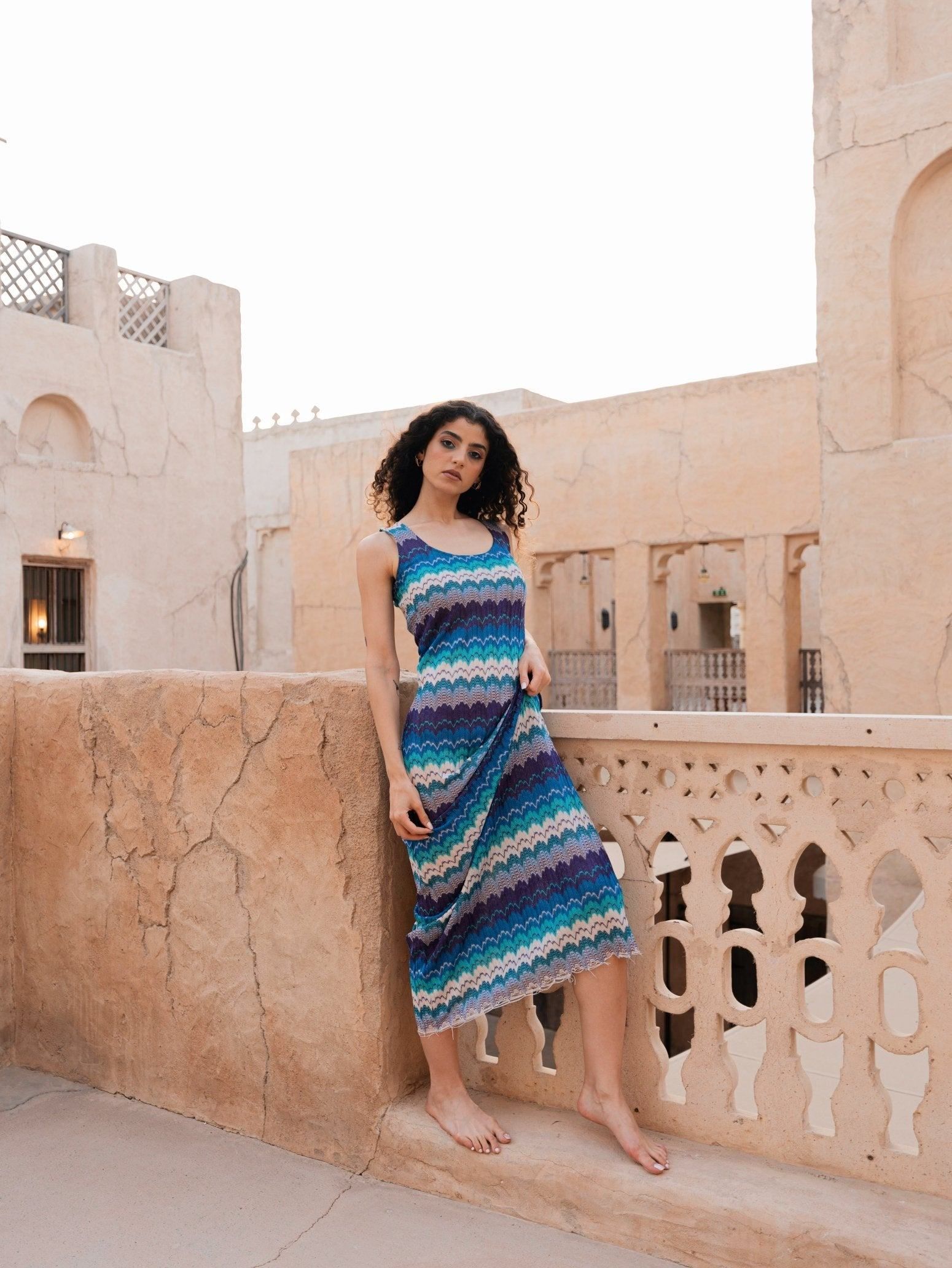 BYSARAD | ICONICA STRAIGHT HEM MAXI DRESS - WATER