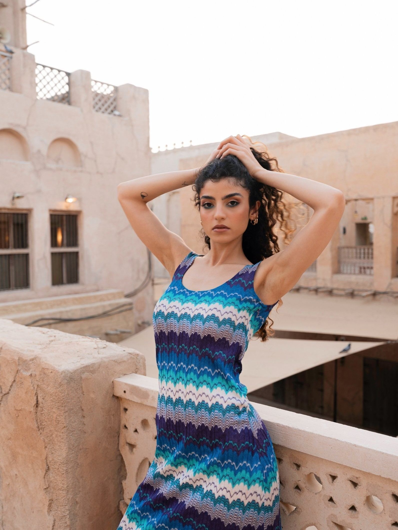 BYSARAD | ICONICA STRAIGHT HEM MAXI DRESS - WATER