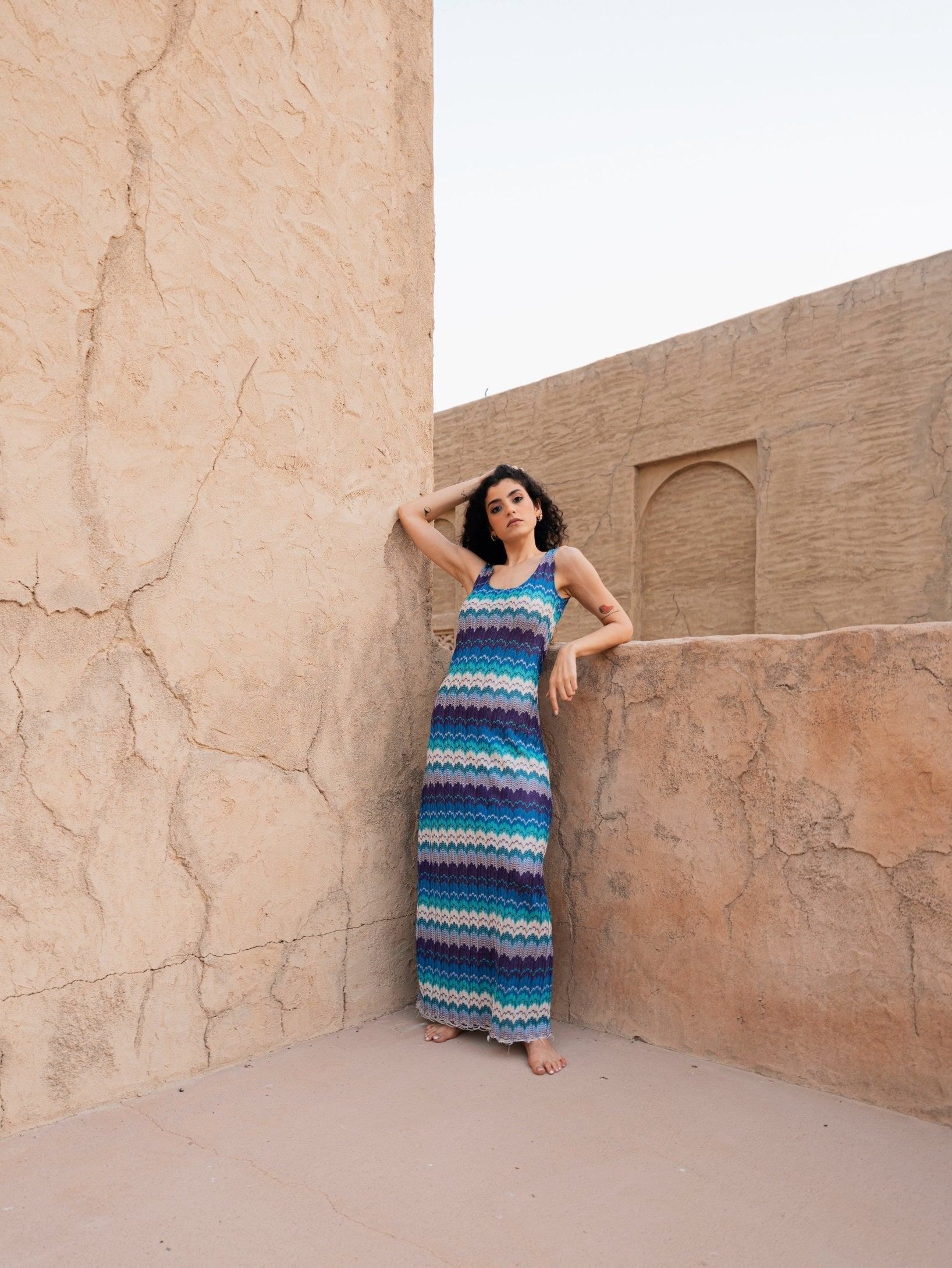 BYSARAD | ICONICA STRAIGHT HEM MAXI DRESS - WATER