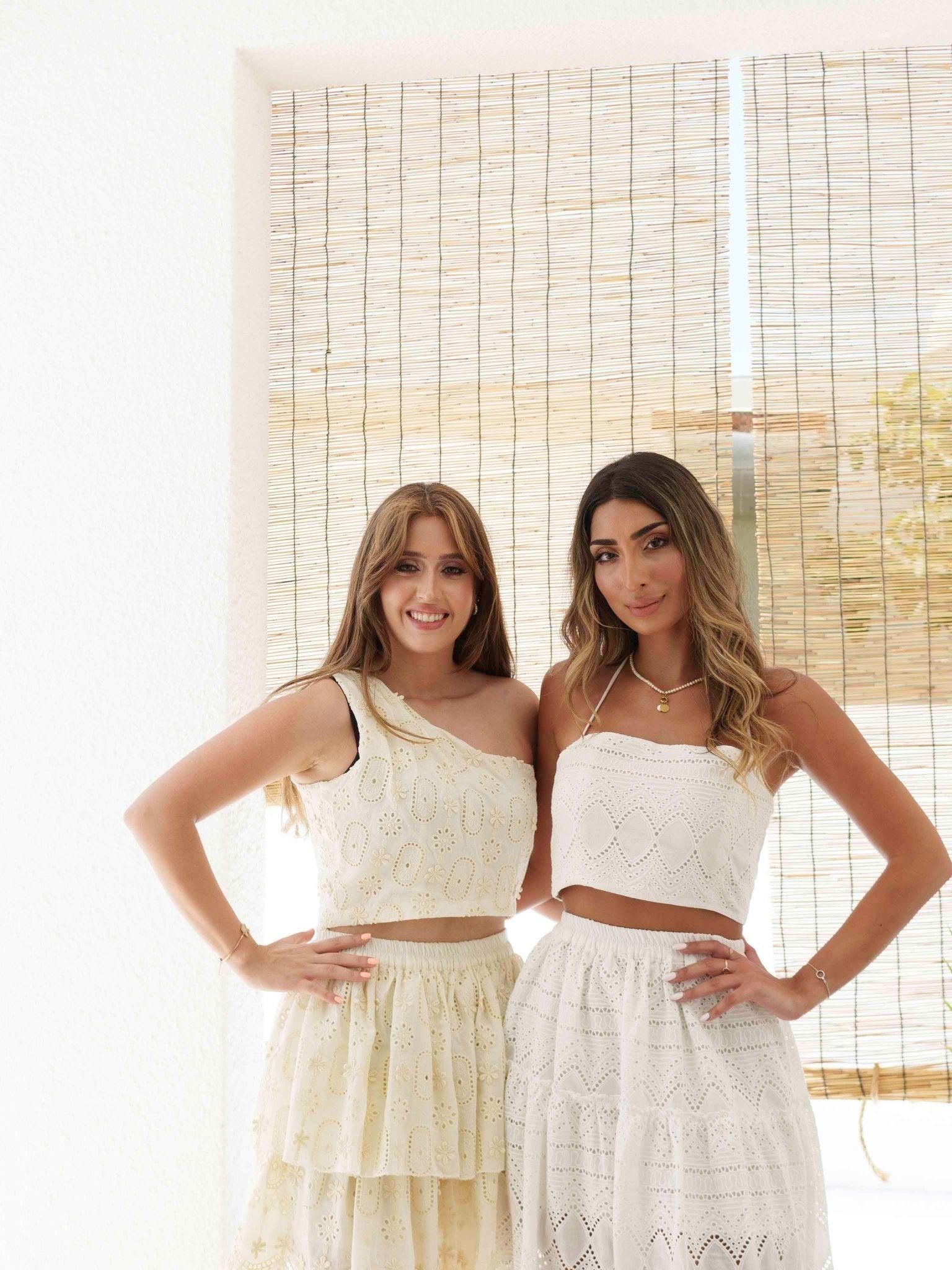 BYSARAD | MEDUSA BRODERIE SKIRT & CROP TOP CO-ORD - WHITE