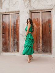 BYSARAD | RUFFLES SKIRT & CROP TOP CO-ORD - GREEN