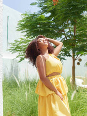 BYSARAD | RUFFLES SKIRT & CROP TOP CO-ORD - YELLOW