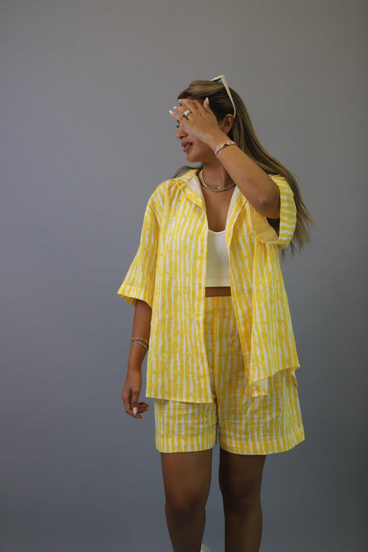 BYSARAD | SKITTLES SHORTS & CROP TOP CO-ORD - YELLOW