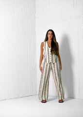 BYSARAD | STRIPED LINED PANTS & RELAXED WAISTCOAT CO-ORD - GREY