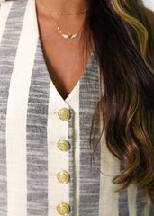 BYSARAD | STRIPED LINED PANTS & RELAXED WAISTCOAT CO-ORD - GREY