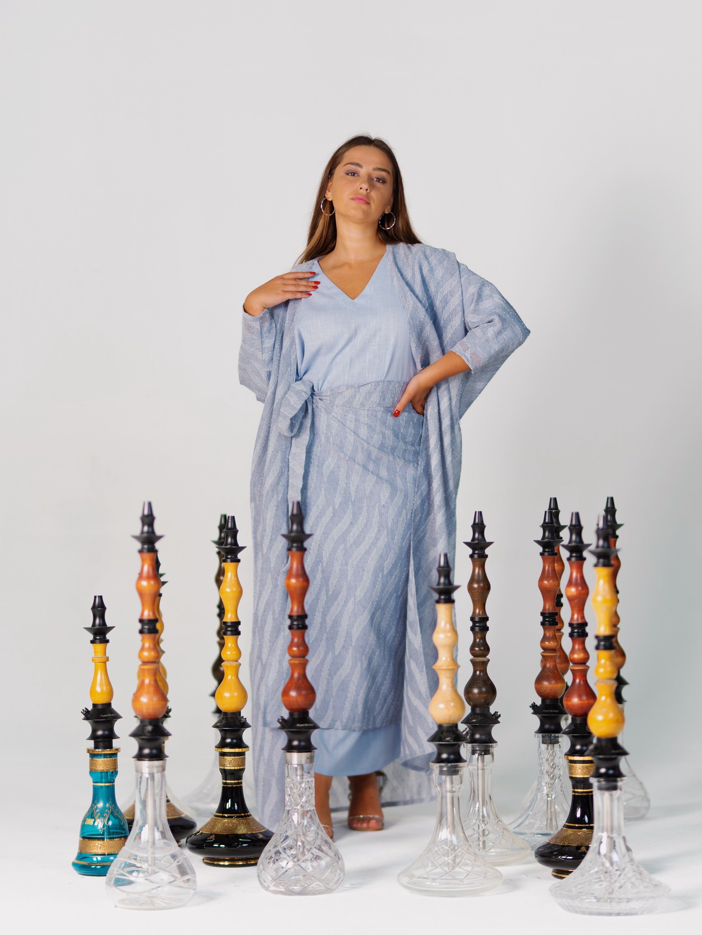 BYSARAD | THE ATHENA 3-PIECE ABAYA SET - BLUE