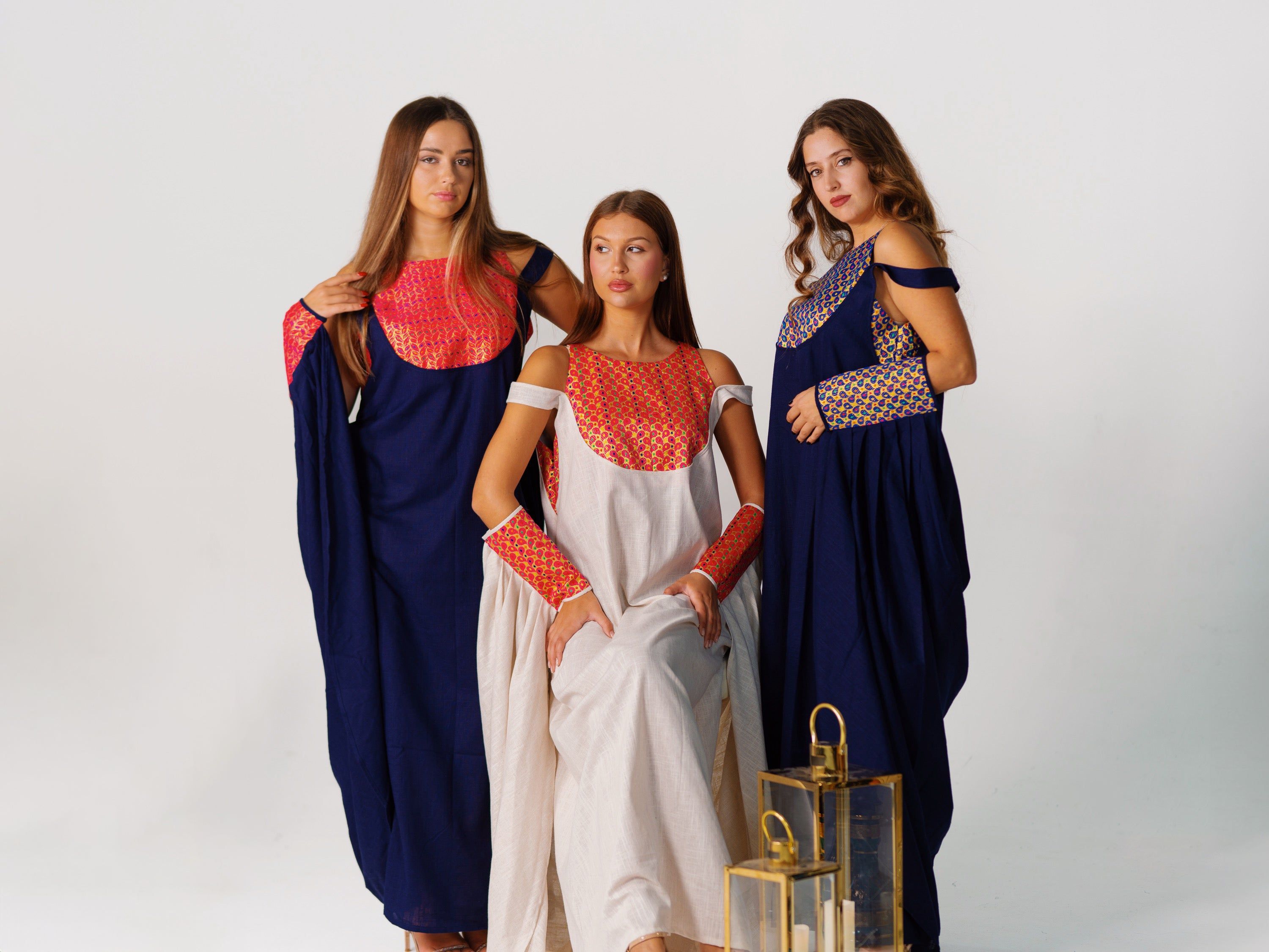 BYSARAD | THE CALYPSO 2-PIECE KAFTAN SET - NAVY & FUCHSIA