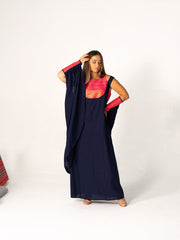 BYSARAD | THE CALYPSO 2-PIECE KAFTAN SET - NAVY & FUCHSIA