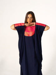 BYSARAD | THE CALYPSO 2-PIECE KAFTAN SET - NAVY & FUCHSIA