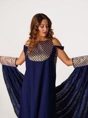 BYSARAD | THE CALYPSO 2-PIECE KAFTAN SET - NAVY & GOLD