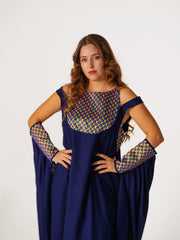 BYSARAD | THE CALYPSO 2-PIECE KAFTAN SET - NAVY & GOLD