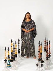 BYSARAD | THE CLIO KAFTAN DRESS - METALLIC BLUE
