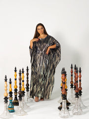 BYSARAD | THE CLIO KAFTAN DRESS - METALLIC BLUE