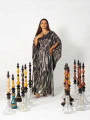 BYSARAD | THE CLIO KAFTAN DRESS - METALLIC BLUE