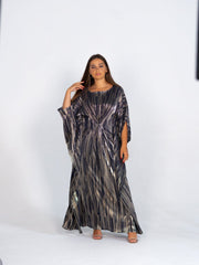 BYSARAD | THE CLIO KAFTAN DRESS - METALLIC BLUE