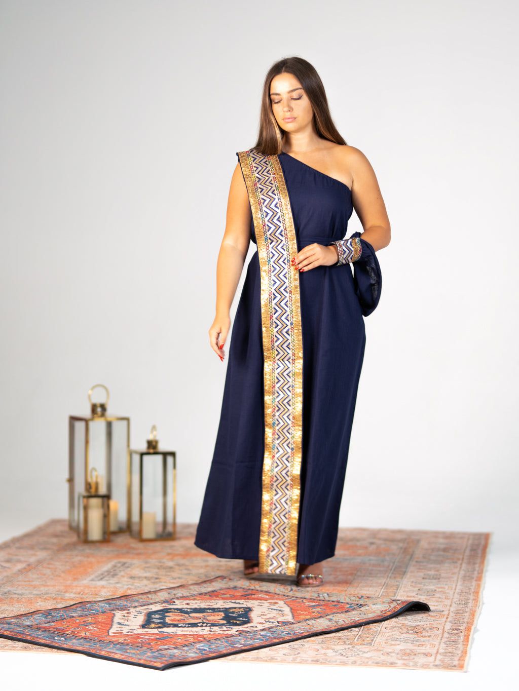 BYSARAD | THE GAIA KAFTAN DRESS - NAVY