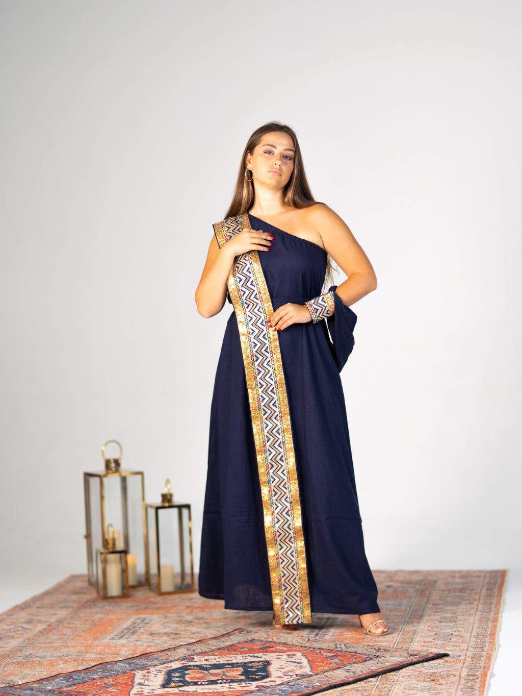 BYSARAD | THE GAIA KAFTAN DRESS - NAVY