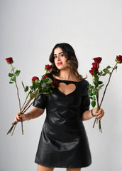 BYSARAD | THE LOVE CAPSULE - FAUX LEATHER BLACK DRESS - BLACK