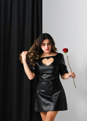 BYSARAD | THE LOVE CAPSULE - FAUX LEATHER BLACK DRESS - BLACK