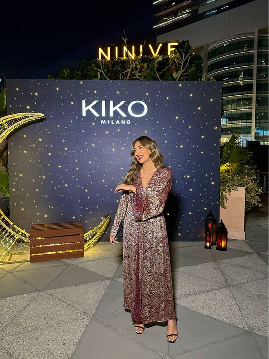 BYSARAD | THE MAHRA ABAYA - GOLD/MAROON SHIMMER