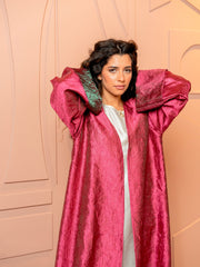 BYSARAD | THE MARIYA ABAYA - METALLIC BURGUNDY