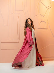 BYSARAD | THE MARIYA ABAYA - METALLIC BURGUNDY