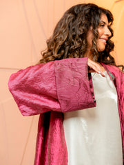 BYSARAD | THE MARIYA ABAYA - METALLIC BURGUNDY