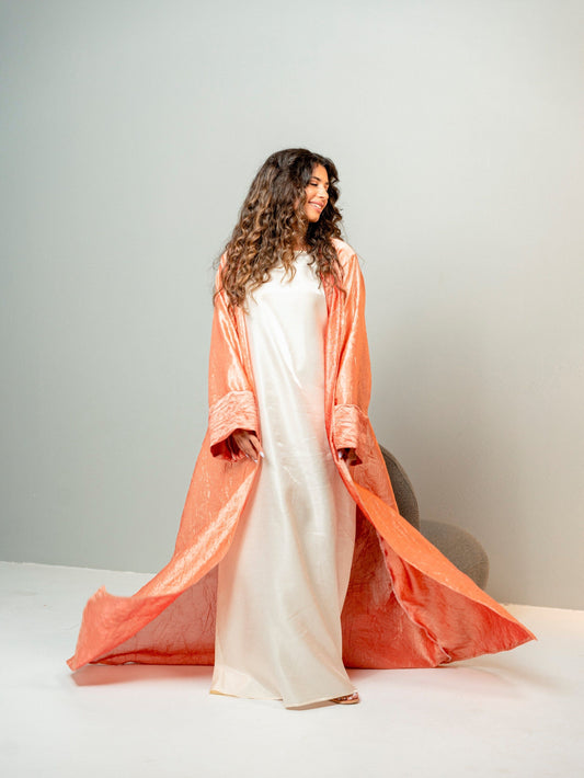 BYSARAD | THE MARIYA ABAYA - METALLIC PEACH