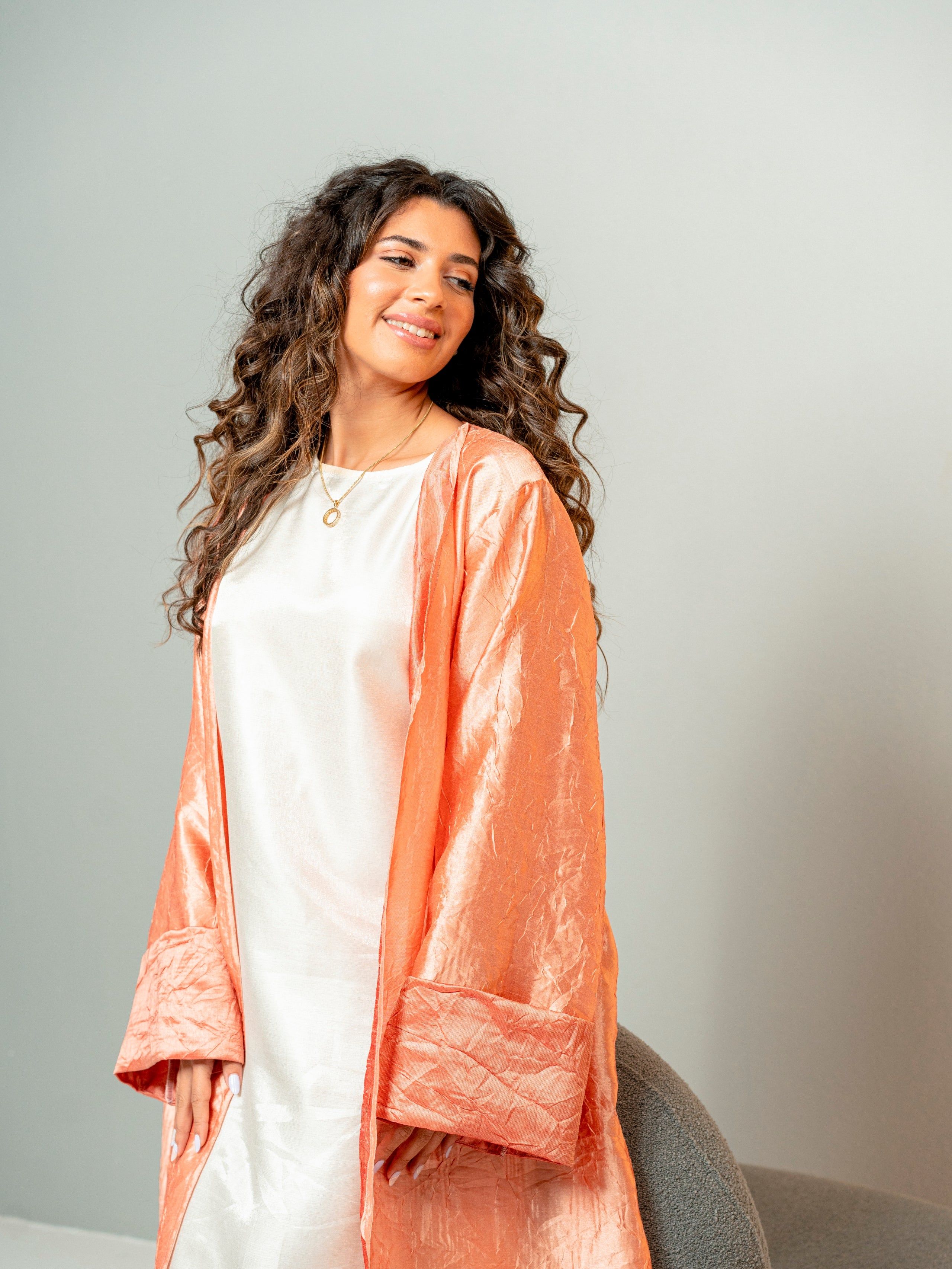 BYSARAD | THE MARIYA ABAYA - METALLIC PEACH