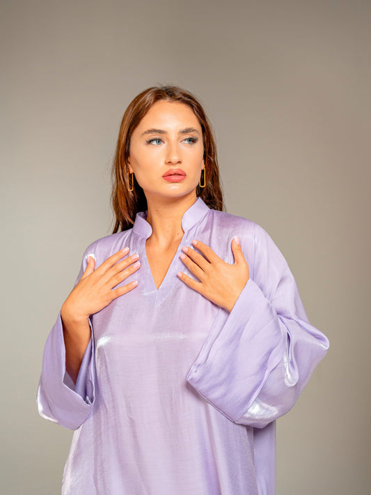 BYSARAD | THE METHA KAFTAN DRESS - METALLIC LILAC