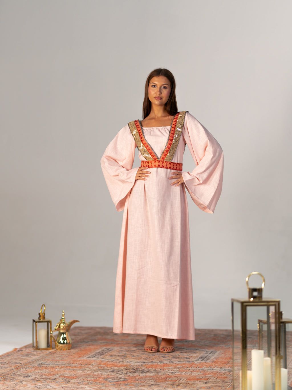 BYSARAD | THE SELENE 2-PIECE KAFTAN DRESS - PINK