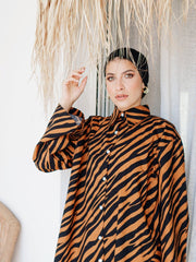 BYSARAD | TIGER PANTS & LS SHIRT CO-ORD - BROWN