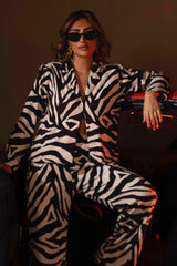 BYSARAD | ZEBRA FAUX SUEDE PANTS & BLAZER SET