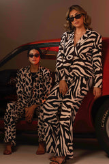 BYSARAD | ZEBRA FAUX SUEDE PANTS & BLAZER SET